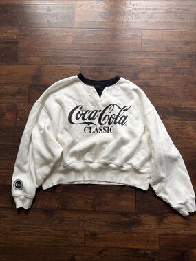 PacSun White Sweatshirt with Black Coca-Cola Logo